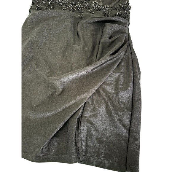 Windsor Millie Satin Sequin Lace-Up Mini Homecoming Formal Black Dress XS NEW - Picture 7 of 11